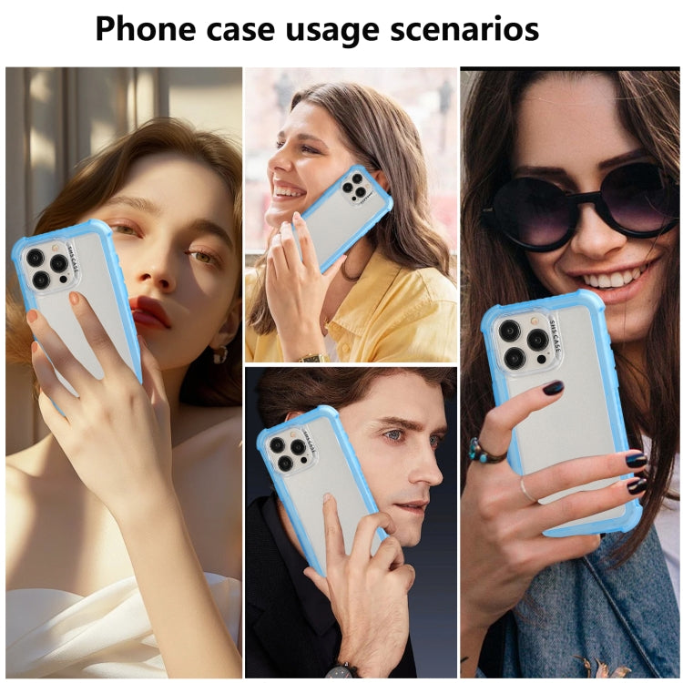 For iPhone 16 Plus Transparent Matte TPU Hybrid PC 3-in-1 Phone Case(Blue) - iPhone 16 Plus Cases by buy2fix | Online Shopping UK | buy2fix