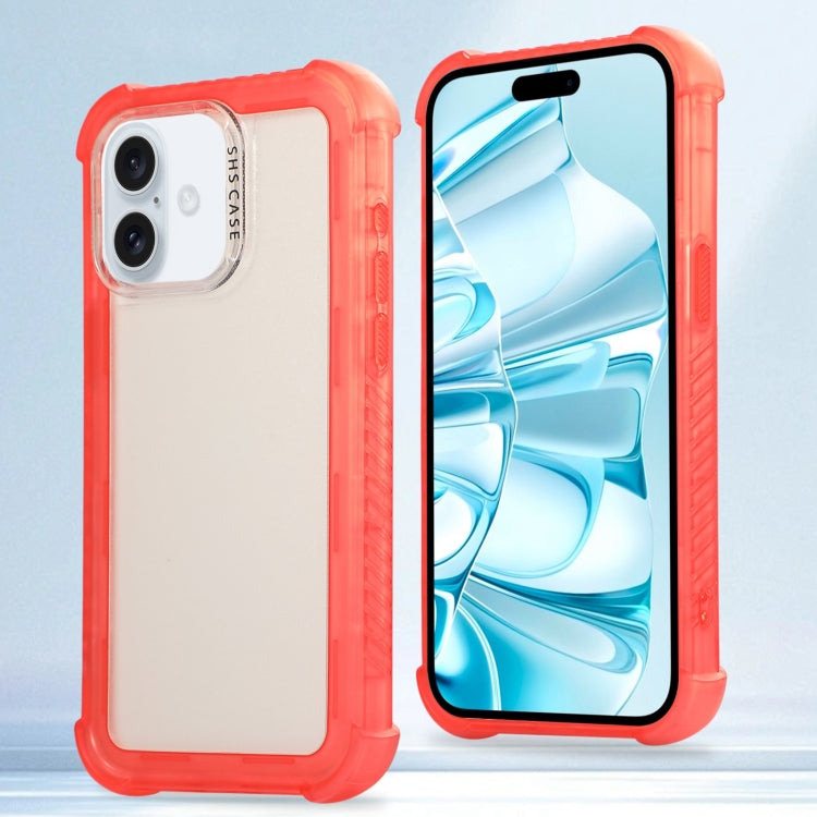 For iPhone 16 Transparent Matte TPU Hybrid PC 3-in-1 Phone Case(Orange) - iPhone 16 Cases by buy2fix | Online Shopping UK | buy2fix