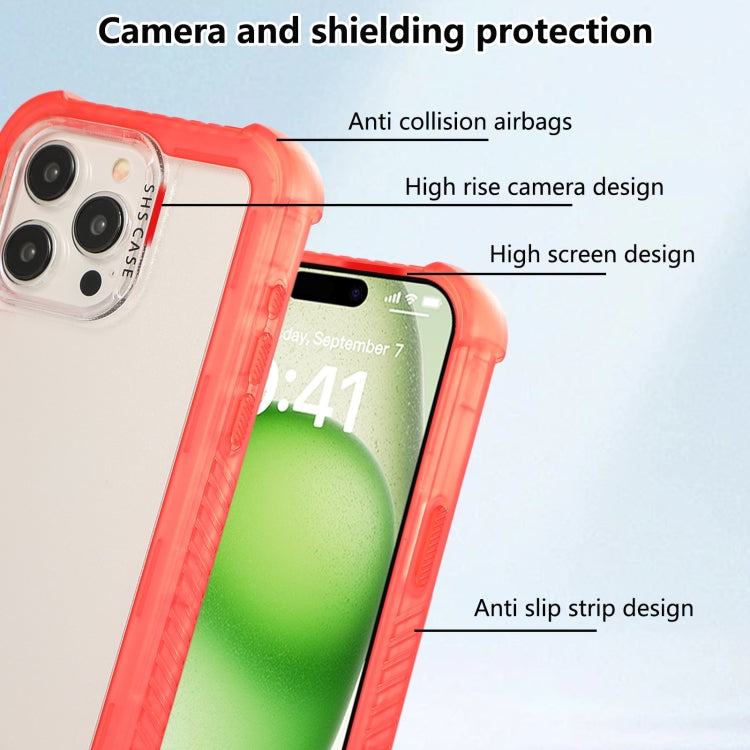 For iPhone 16 Transparent Matte TPU Hybrid PC 3-in-1 Phone Case(Orange) - iPhone 16 Cases by buy2fix | Online Shopping UK | buy2fix