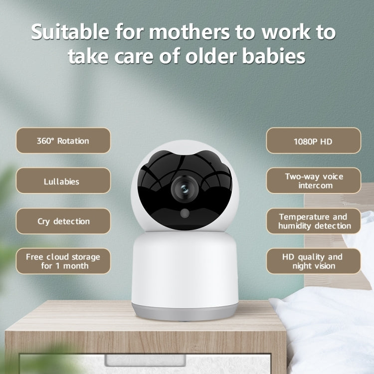 YT51 1920x1080 Home Baby Wireless Camera, with Temperature and Humidity Sensor EU Plug(White) - Baby Monitor by buy2fix | Online Shopping UK | buy2fix