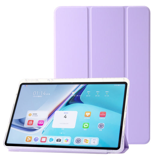 For Huawei Matepad SE 11 2024 Clear Acrylic 3-Fold Leather Tablet Case(Purple) by buy2fix