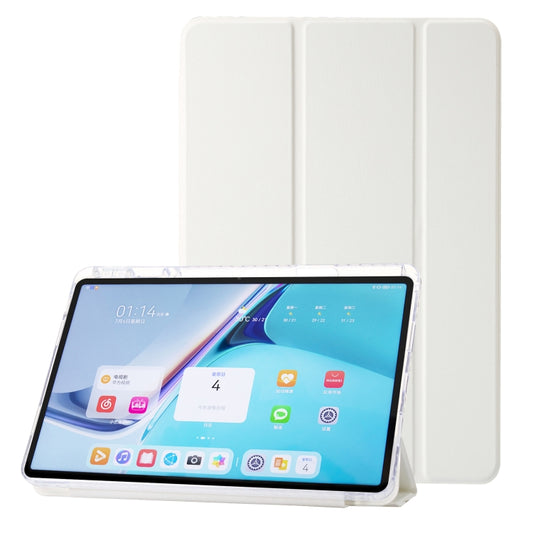 For Huawei Matepad SE 11 2024 Clear Acrylic 3-Fold Leather Tablet Case(White) by buy2fix