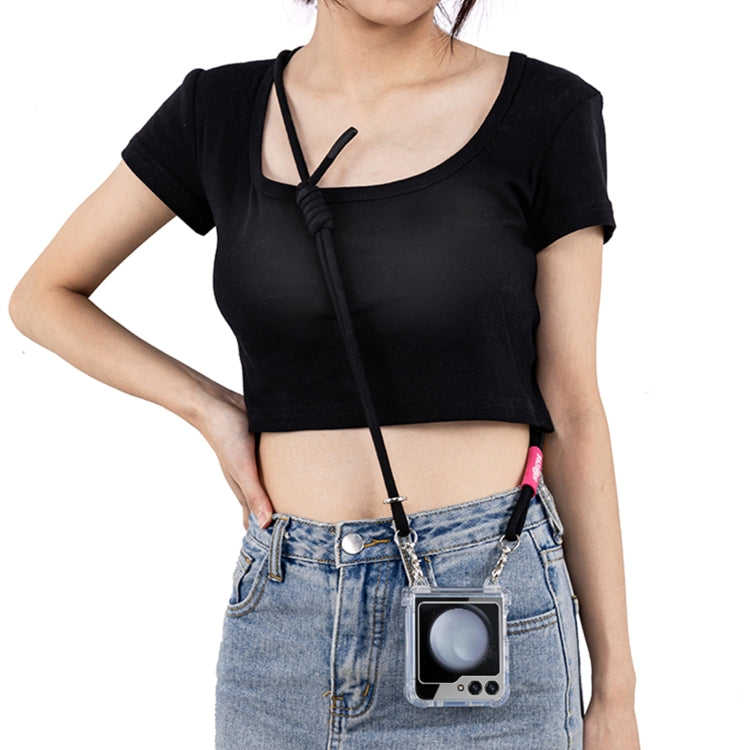 For Samsung Galaxy Z Flip6 / Flip7 FE GKK Airbag Hinge Full Coverage Phone Case with Crossbody Rope(Black) by GKK