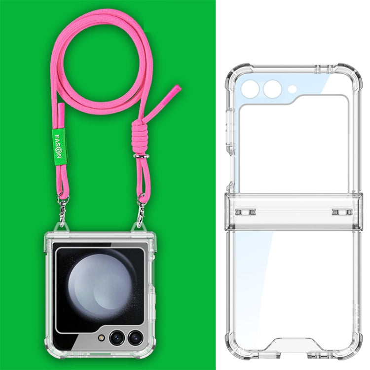 For Samsung Galaxy Z Flip6 / Flip7 FE GKK Airbag Hinge Full Coverage Phone Case with Crossbody Rope(Pink) by GKK
