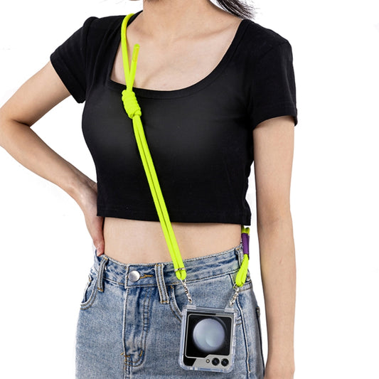 For Samsung Galaxy Z Flip5 GKK Airbag Hinge Full Coverage Phone Case with Crossbody Rope(Yellow) by GKK