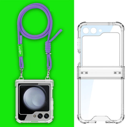 For Samsung Galaxy Z Flip5 GKK Airbag Hinge Full Coverage Phone Case with Crossbody Rope(Purple) - Galaxy Z Flip5 Cases by GKK | Online Shopping UK | buy2fix