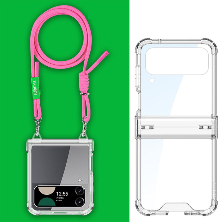 For Samsung Galaxy Z Flip4 GKK Airbag Hinge Full Coverage Phone Case with Crossbody Rope(Pink) by GKK