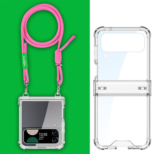 For Samsung Galaxy Z Flip4 GKK Airbag Hinge Full Coverage Phone Case with Crossbody Rope(Pink) by GKK