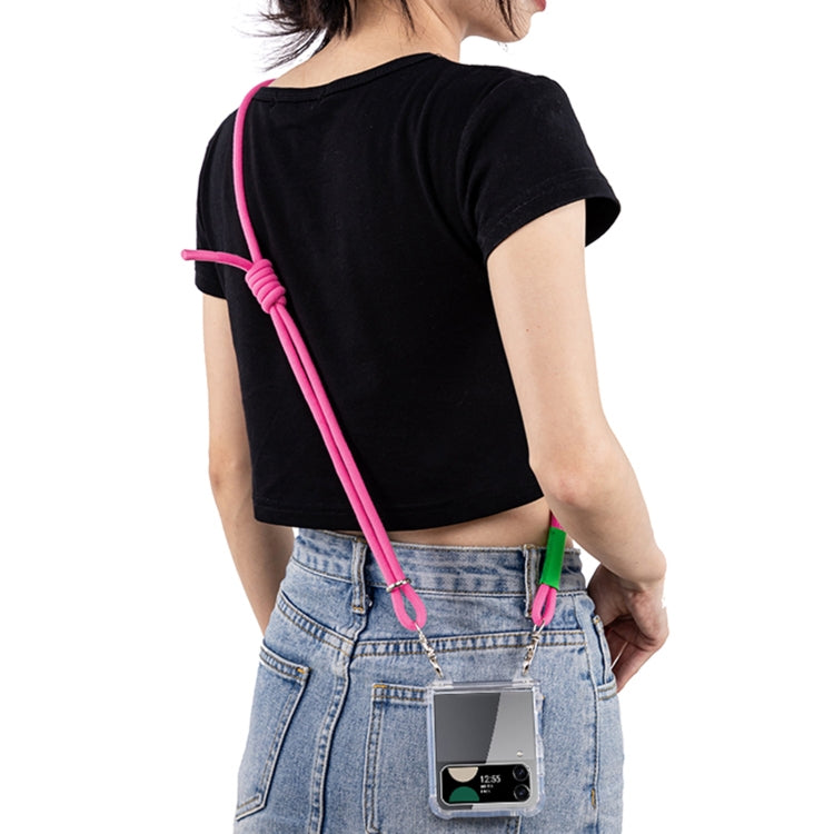 For Samsung Galaxy Z Flip4 GKK Airbag Hinge Full Coverage Phone Case with Crossbody Rope(Pink) by GKK