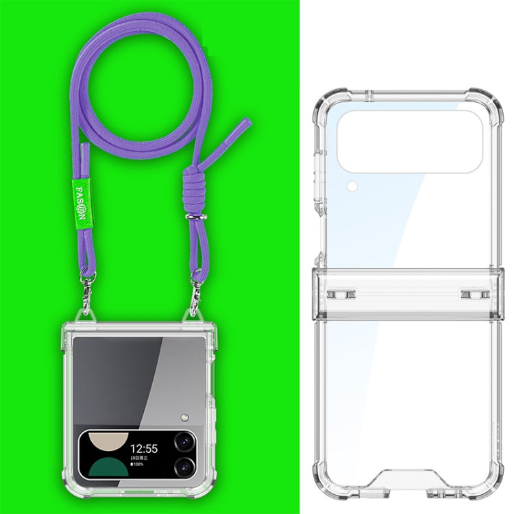 For Samsung Galaxy Z Flip4 GKK Airbag Hinge Full Coverage Phone Case with Crossbody Rope(Purple) by GKK