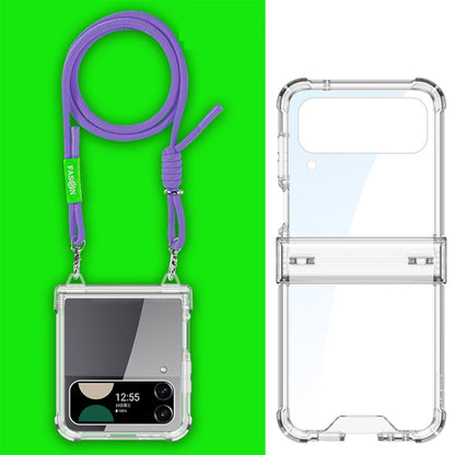 For Samsung Galaxy Z Flip4 GKK Airbag Hinge Full Coverage Phone Case with Crossbody Rope(Purple) by GKK