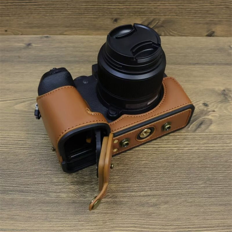 For FUJIFILM X-S20 Full Body Leather Camera Case Bag with Strap(Brown) - Leather Bag by buy2fix | Online Shopping UK | buy2fix