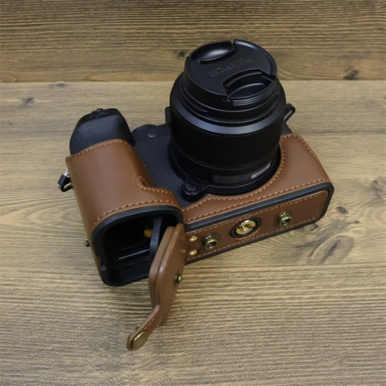 For FUJIFILM X-S20 Full Body Leather Camera Case Bag with Strap(Coffee) - Leather Bag by buy2fix | Online Shopping UK | buy2fix