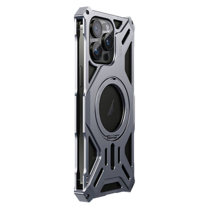 For iPhone 15 Pro Max Aluminum Alloy Borderless MagSafe Rotating Holder Phone Case(Grey) - iPhone 15 Pro Max Cases by buy2fix | Online Shopping UK | buy2fix