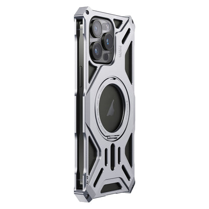 For iPhone 15 Pro Aluminum Alloy Borderless MagSafe Rotating Holder Phone Case(Silver) - iPhone 15 Pro Cases by buy2fix | Online Shopping UK | buy2fix