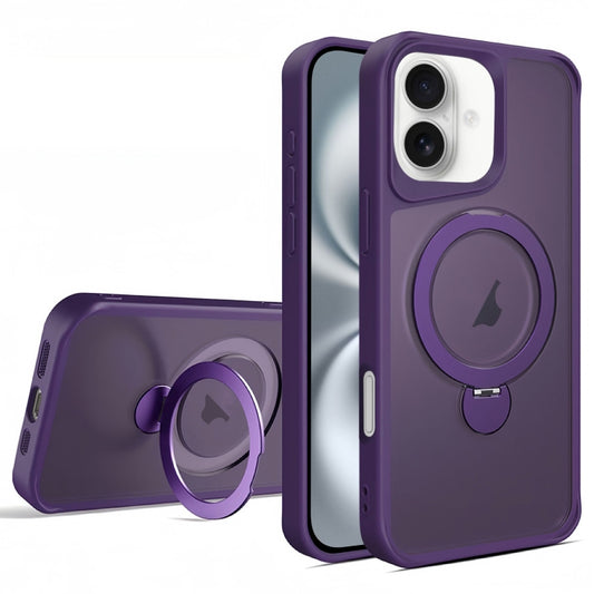 For iPhone 16 Plus Invisible Fulcrum Holder MagSafe Phone Case(Dark Purple) by buy2fix