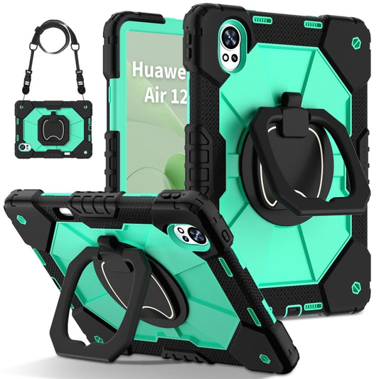 For Huawei MatePad Air 12 2024 Contrast Color Robot Silicone Hybrid PC Tablet Case(Black Mint Green) by buy2fix