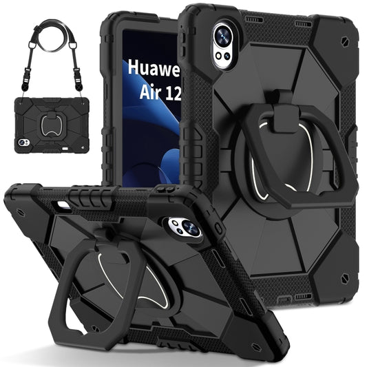 For Huawei MatePad Air 12 2024 Contrast Color Robot Silicone Hybrid PC Tablet Case(Black) by buy2fix