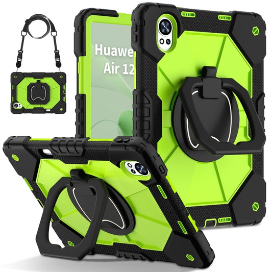 For Huawei MatePad Air 12 2024 Contrast Color Robot Silicone Hybrid PC Tablet Case(Black Yellow Green) by buy2fix