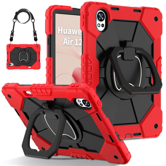 For Huawei MatePad Air 12 2024 Contrast Color Robot Silicone Hybrid PC Tablet Case(Red Black) by buy2fix