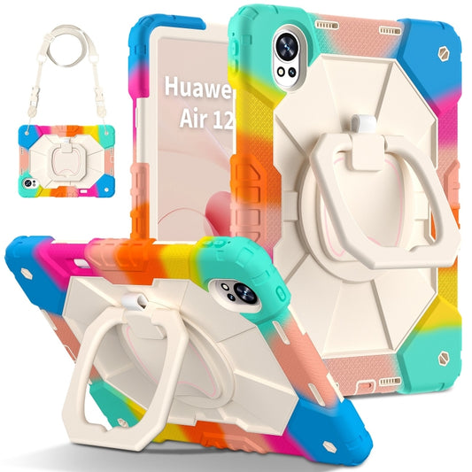 For Huawei MatePad Air 12 2024 Contrast Color Robot Silicone Hybrid PC Tablet Case(Colorful Blue) by buy2fix