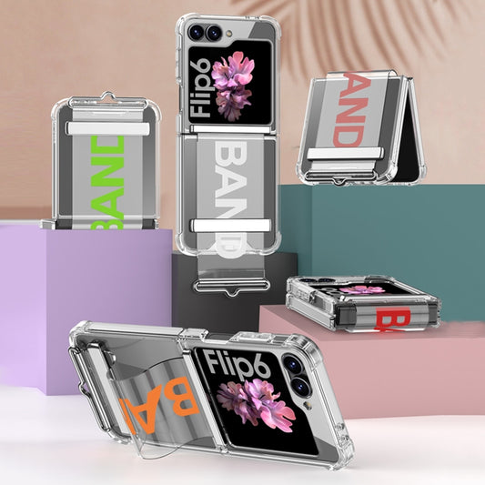 For Samsung Galaxy Z Flip6 GKK Clear Airbag Wristband Holder Phone Case(Transparent Silver) by GKK