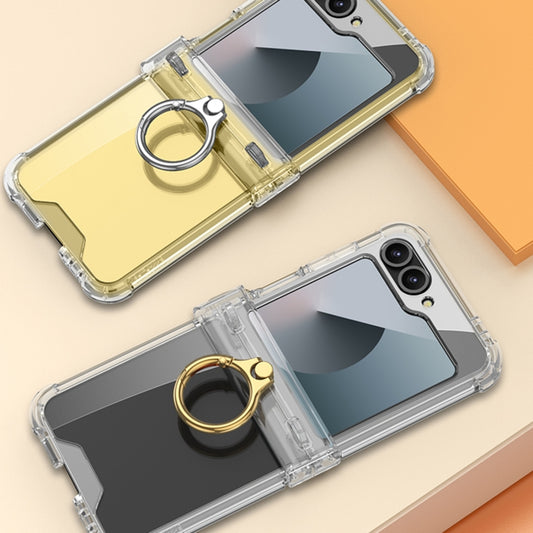 For Samsung Galaxy Z Flip6 / Flip7 FE GKK Clear Airbag Hinge Full Coverage Phone Case with Ring / Metal Chain(Silver) by GKK