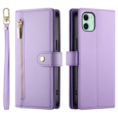 For iPhone 11 Nine Card-slot Zipper Wallet Bag Leather Phone Case(Purple) - iPhone 11 Cases by buy2fix | Online Shopping UK | buy2fix