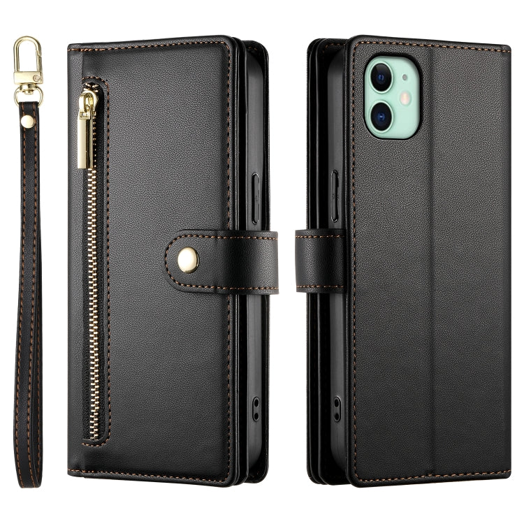 For iPhone 11 Nine Card-slot Zipper Wallet Bag Leather Phone Case(Black) - iPhone 11 Cases by buy2fix | Online Shopping UK | buy2fix