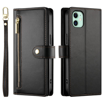 For iPhone 11 Nine Card-slot Zipper Wallet Bag Leather Phone Case(Black) - iPhone 11 Cases by buy2fix | Online Shopping UK | buy2fix