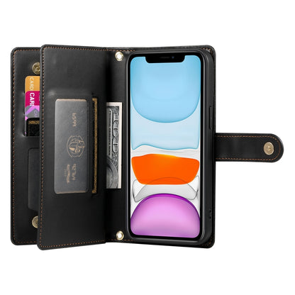 For iPhone 11 Nine Card-slot Zipper Wallet Bag Leather Phone Case(Black) - iPhone 11 Cases by buy2fix | Online Shopping UK | buy2fix