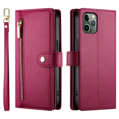 For iPhone 11 Pro Nine Card-slot Zipper Wallet Bag Leather Phone Case(Red) - iPhone 11 Pro Cases by buy2fix | Online Shopping UK | buy2fix