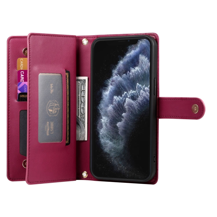 For iPhone 11 Pro Nine Card-slot Zipper Wallet Bag Leather Phone Case(Red) - iPhone 11 Pro Cases by buy2fix | Online Shopping UK | buy2fix