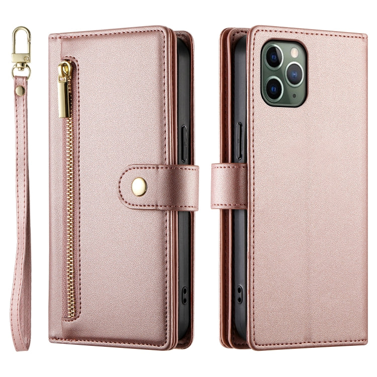 For iPhone 11 Pro Nine Card-slot Zipper Wallet Bag Leather Phone Case(Pink) - iPhone 11 Pro Cases by buy2fix | Online Shopping UK | buy2fix