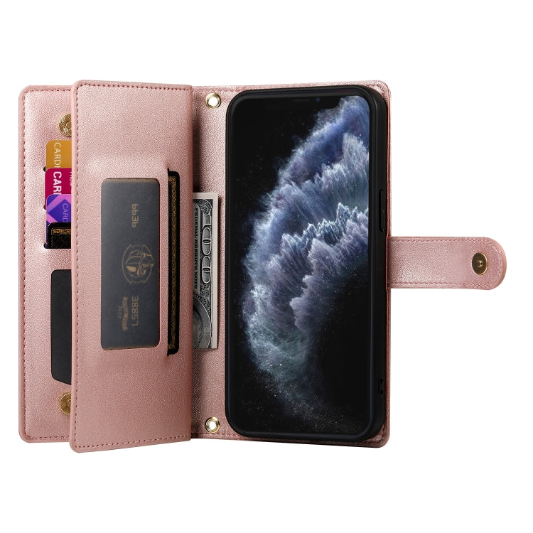 For iPhone 11 Pro Nine Card-slot Zipper Wallet Bag Leather Phone Case(Pink) - iPhone 11 Pro Cases by buy2fix | Online Shopping UK | buy2fix