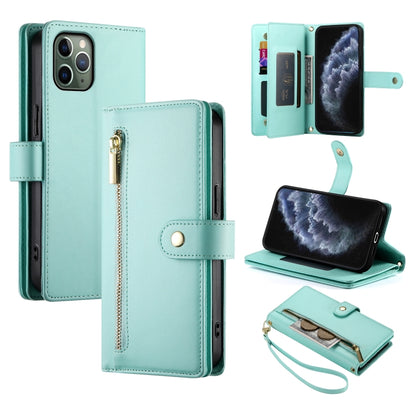 For iPhone 11 Pro Nine Card-slot Zipper Wallet Bag Leather Phone Case(Mint Green) - iPhone 11 Pro Cases by buy2fix | Online Shopping UK | buy2fix