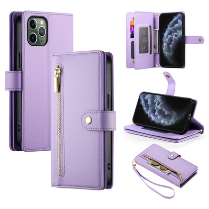 For iPhone 11 Pro Nine Card-slot Zipper Wallet Bag Leather Phone Case(Purple) - iPhone 11 Pro Cases by buy2fix | Online Shopping UK | buy2fix