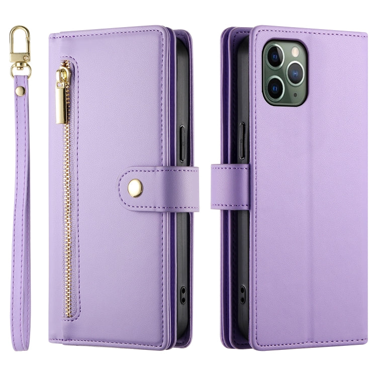 For iPhone 11 Pro Nine Card-slot Zipper Wallet Bag Leather Phone Case(Purple) - iPhone 11 Pro Cases by buy2fix | Online Shopping UK | buy2fix