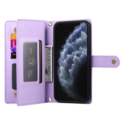 For iPhone 11 Pro Nine Card-slot Zipper Wallet Bag Leather Phone Case(Purple) - iPhone 11 Pro Cases by buy2fix | Online Shopping UK | buy2fix