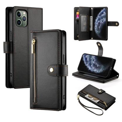 For iPhone 11 Pro Nine Card-slot Zipper Wallet Bag Leather Phone Case(Black) - iPhone 11 Pro Cases by buy2fix | Online Shopping UK | buy2fix