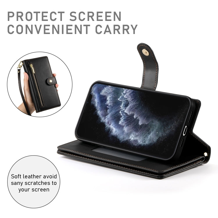 For iPhone 11 Pro Nine Card-slot Zipper Wallet Bag Leather Phone Case(Black) - iPhone 11 Pro Cases by buy2fix | Online Shopping UK | buy2fix