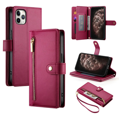 For iPhone 11 Pro Max Nine Card-slot Zipper Wallet Bag Leather Phone Case(Red) - iPhone 11 Pro Max Cases by buy2fix | Online Shopping UK | buy2fix