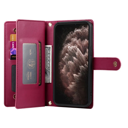 For iPhone 11 Pro Max Nine Card-slot Zipper Wallet Bag Leather Phone Case(Red) - iPhone 11 Pro Max Cases by buy2fix | Online Shopping UK | buy2fix