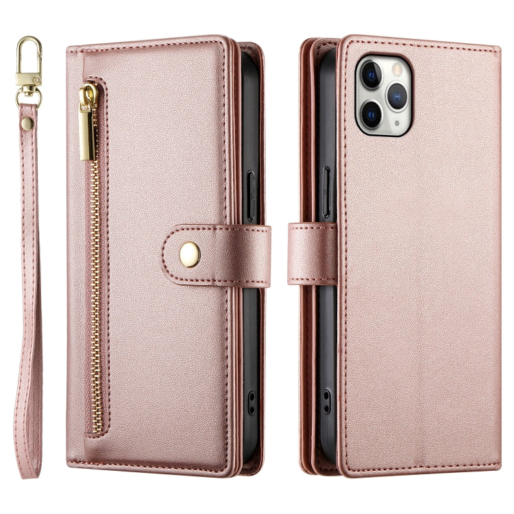 For iPhone 11 Pro Max Nine Card-slot Zipper Wallet Bag Leather Phone Case(Pink) - iPhone 11 Pro Max Cases by buy2fix | Online Shopping UK | buy2fix