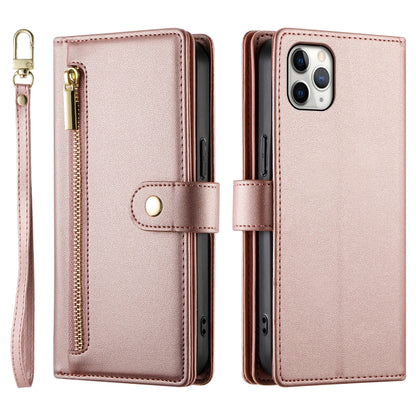 For iPhone 11 Pro Max Nine Card-slot Zipper Wallet Bag Leather Phone Case(Pink) - iPhone 11 Pro Max Cases by buy2fix | Online Shopping UK | buy2fix