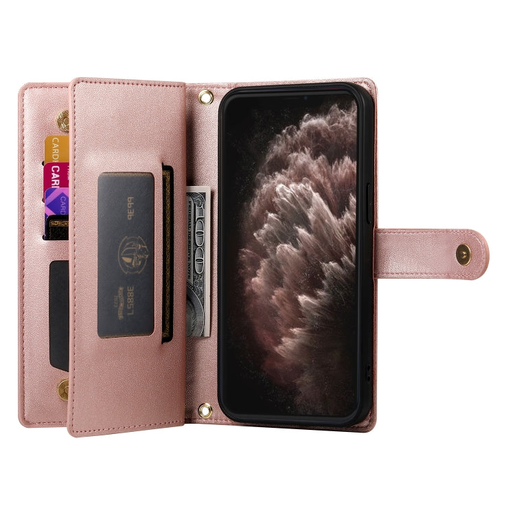 For iPhone 11 Pro Max Nine Card-slot Zipper Wallet Bag Leather Phone Case(Pink) - iPhone 11 Pro Max Cases by buy2fix | Online Shopping UK | buy2fix