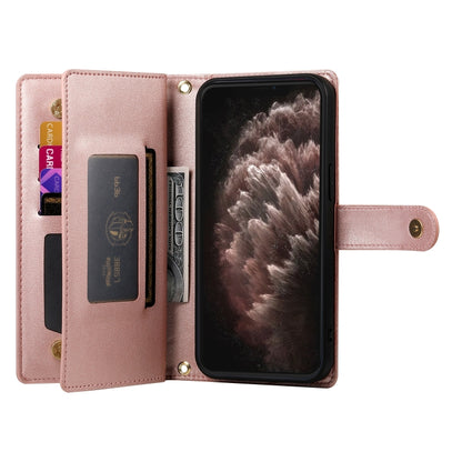 For iPhone 11 Pro Max Nine Card-slot Zipper Wallet Bag Leather Phone Case(Pink) - iPhone 11 Pro Max Cases by buy2fix | Online Shopping UK | buy2fix