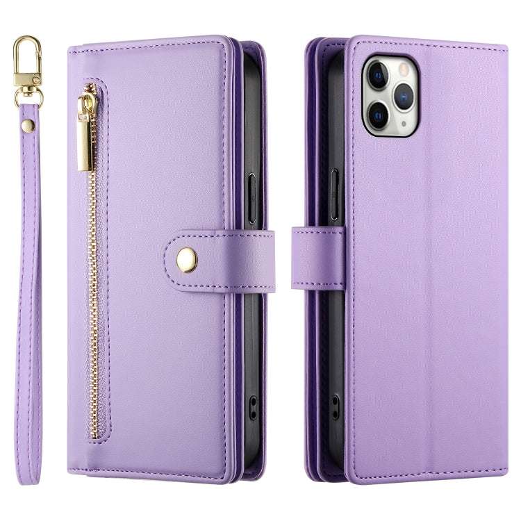 For iPhone 11 Pro Max Nine Card-slot Zipper Wallet Bag Leather Phone Case(Purple) - iPhone 11 Pro Max Cases by buy2fix | Online Shopping UK | buy2fix