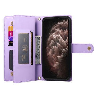 For iPhone 11 Pro Max Nine Card-slot Zipper Wallet Bag Leather Phone Case(Purple) - iPhone 11 Pro Max Cases by buy2fix | Online Shopping UK | buy2fix