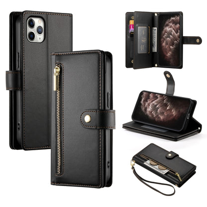 For iPhone 11 Pro Max Nine Card-slot Zipper Wallet Bag Leather Phone Case(Black) - iPhone 11 Pro Max Cases by buy2fix | Online Shopping UK | buy2fix